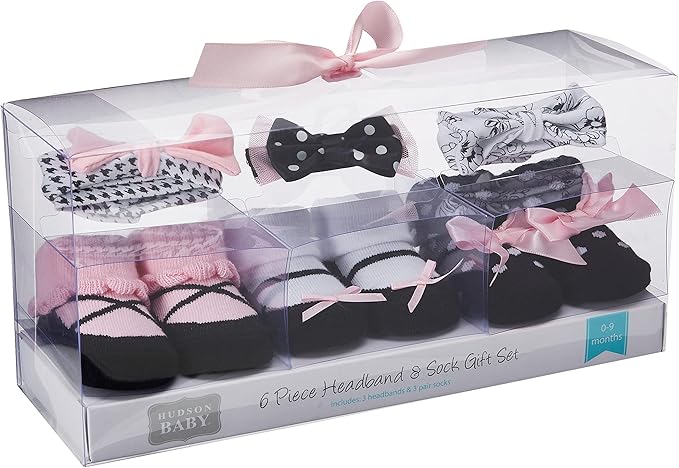 Hudson Baby Girl's Headband and Socks Giftset