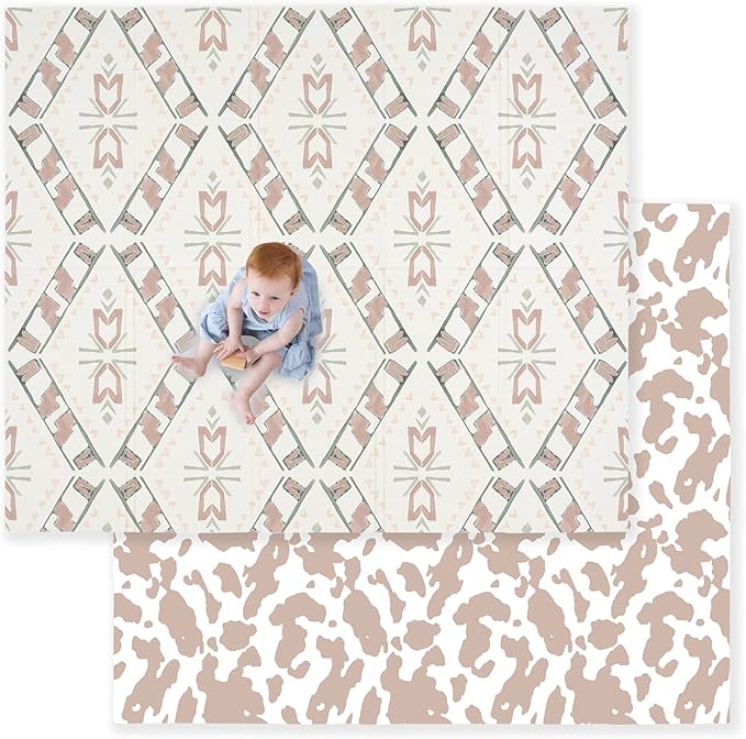 JumpOff Jo Foldable Foam Play Mat – Large Waterproof Baby & Toddler Activity Floor Mat, Double-Sided 70 x 59 Inch Play Surface