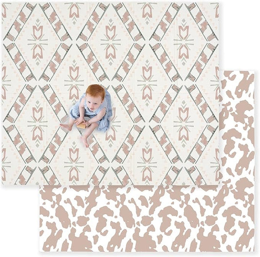 JumpOff Jo Foldable Foam Play Mat – Large Waterproof Baby & Toddler Activity Floor Mat, Double-Sided 70 x 59 Inch Play Surface