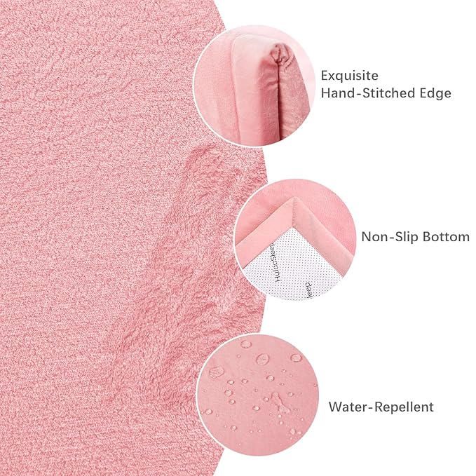 Huloo Sleep Baby Play Mat for Floor,1.3" Thick Elasti-Foam 50x50 Playpen Mat for Toddlers Infant Kids,Water-Repellent Soft Coral Velvet Tummy Time Mats,Non Slip Crawling Mats,Tatami Style(Pink)
