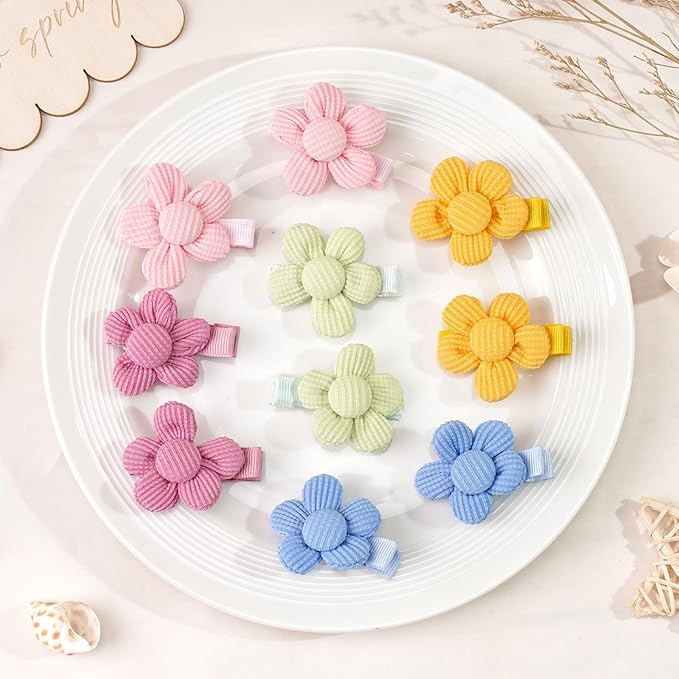 24Pcs Baby Girl Hair Clips Set, Sunflower Hair Bows Barrettes Handmade Accessories Wrapped Alligator Clip for Babies Infant Toddlers Kids in Pairs
