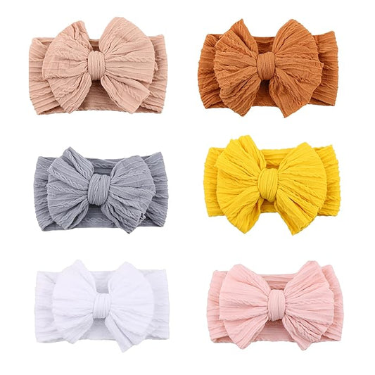 Rust Nylon Baby Headbands Bows, Stretchy Gray Infant Headband Bows for Baby Girls Head Wraps Newborn Toddler Unisex (03H-11)