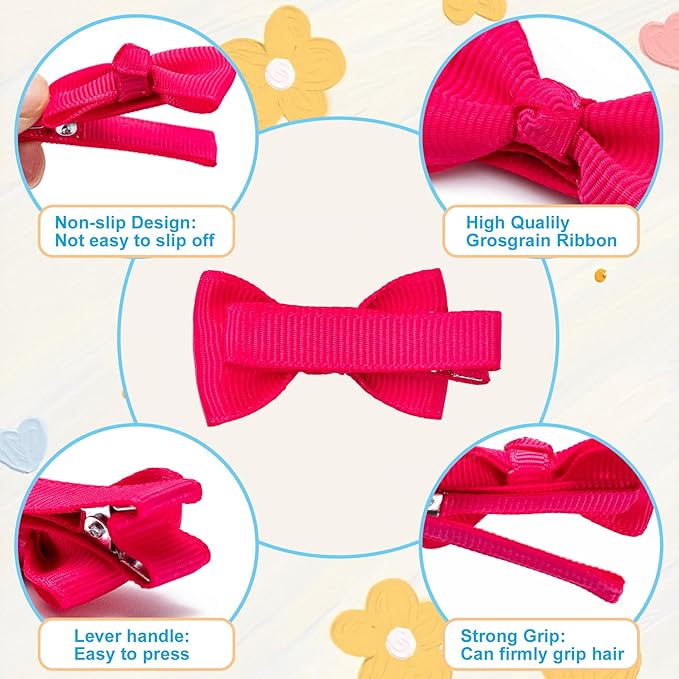 Hair Bows and 1.8" Alligator Clips Set: 60PCS Fully Lined Hair Accessories for Girls, Toddlers, and Teens (30 Colors in Pairs)