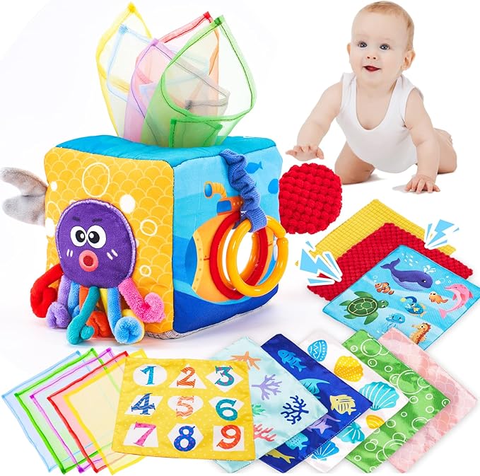 hahaland Baby Toys 0-12 Months - Soft, Crinkle, Squeaky, Sensory Toys for Babies