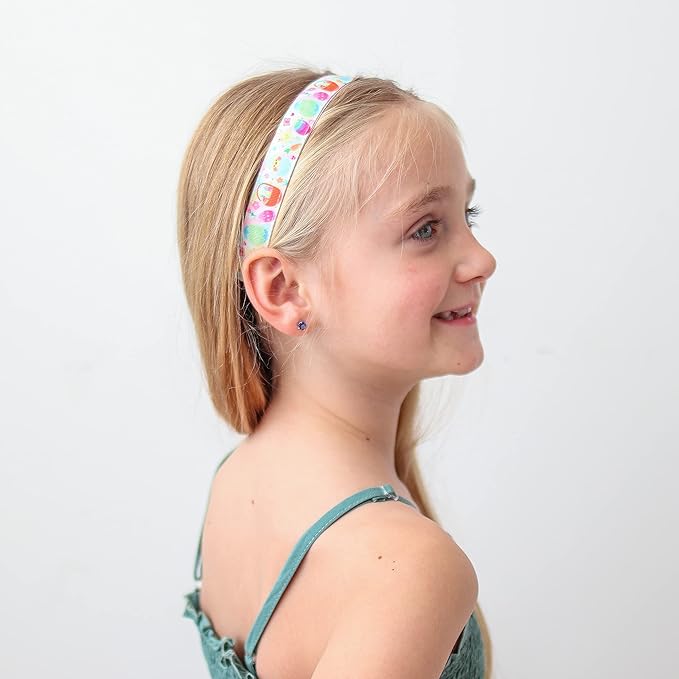 FROG SAC 4 Easter Headbands for Girls, Adjustable No Slip Stretch Elastic Head Band for Kids, Thin Fabric Hair Accessories