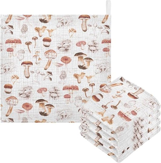 vvfelixl Baby Washcloths Cotton Different Mushrooms Baby Muslin Washcloths Soft Baby Face Towel for Newborn Infants Baby Wipes, 11.8 X 11.8 Inch, 3 Pack