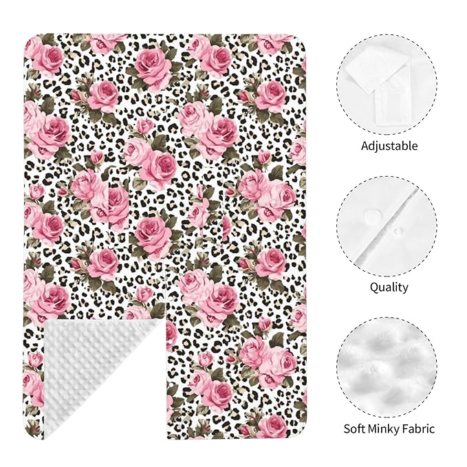 KiuLoam Pink Rose Leopard Cheetah Print Baby Car Seat Canopy Nursing Cover Breastfeeding Scarf Stretchy Soft Breathable Infant Carseat Cover for Babies Boys Girls