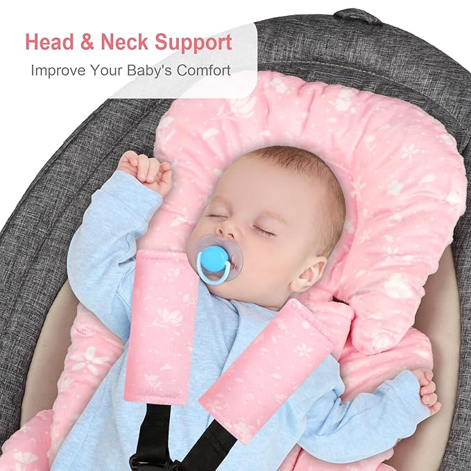 Infant Car Seat Insert, Ultra-Soft Newborn Car Seat Insert, Perfect for Car Seat, Stroller, Swing, Tiny Floral