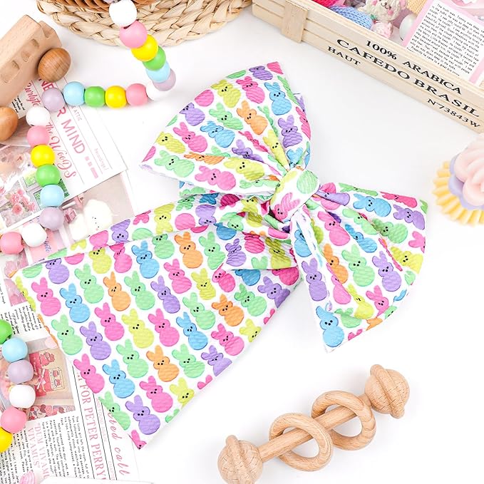 Baby Easter Headband Hair Bows for Girls Bunny Headband 6-12 Months Easter Rabbit Bows for Toddler Girls Hair Accessories Infant Big Bows Hairband