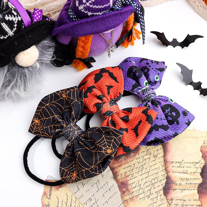 Halloween Baby Girl Headbands with Bows for Newborn Hair Accessories Orange Hair Bow Pumpkin Nylon Halloween Hairbands 3 PCS