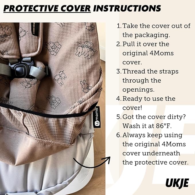UKJE Protective Swing Cover Compatible with 4moms or MamaRoo 5, Multi-Motion Baby Swing, Baby Swing Liners, Baby Rocker Cover, Easy to Install, Easy to Wash, Handmade in Europe - Miffy