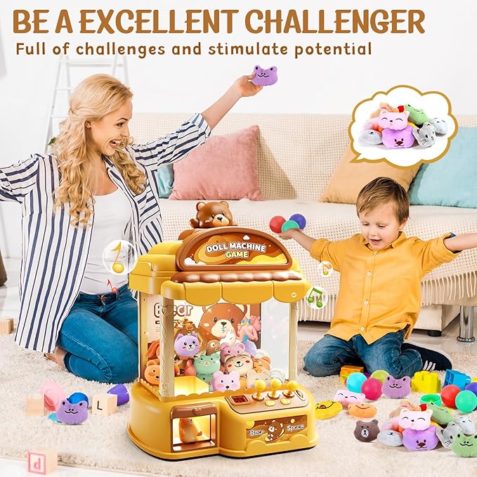 Large Claw Machine for Kids, Musical Electronic Arcade Game Console with Adjustable Sound, Christmas and Birthday Gift for Kids, Includes 30 Toys & 24 Game Coins & 20 Surprise Eggs
