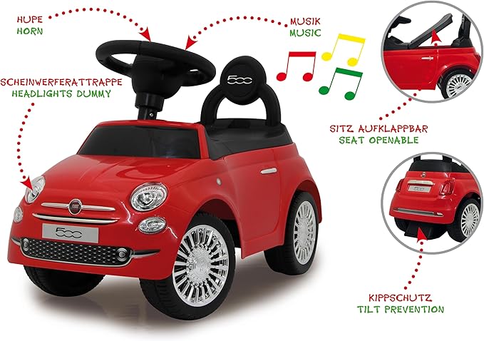 Jamara 460326 Fiat 500 Bobby Push Car, Red
