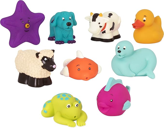 Battat – Assorted Bath Toys – 9 Pieces Animal Squirters – Pool – 10 Months+ – Bath Buddies (9 Pieces)