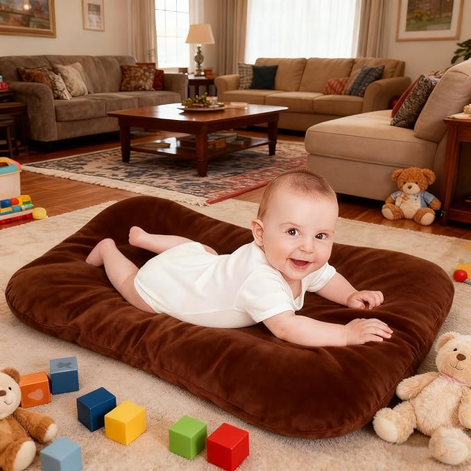 Baby Lounger 0-24 Months 100% Cotton-Snuggle Cozy Me Lounger,Soft & Breathable Baby Lounger for Newborn Play Mat,Infant Babies Essentials Gifts,Coffee(Lounger Cover Included)