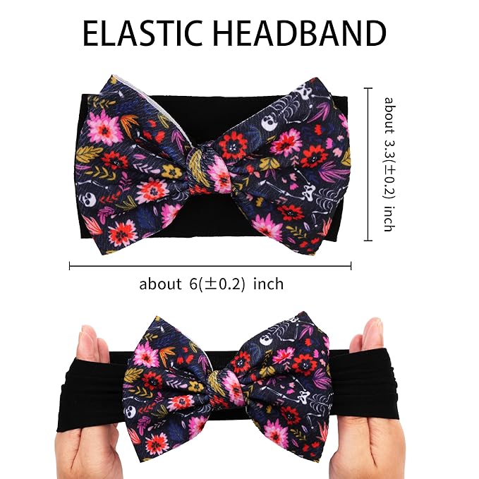 Halloween Baby Headbands 3 Pcs Nylon Headbands with Bows for Baby Girl for Newborns, Infants, Toddlers Halloween Outfit