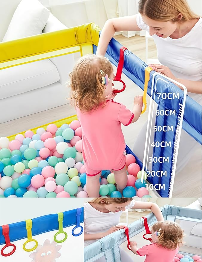 4 Pcs Baby Playpen Pull Up Rings, Baby Walking Exercises Assistant Rings, Bed Stand Up Rings for Infant Toddler