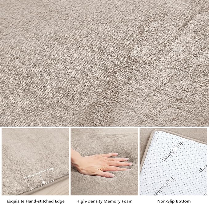 Memory Foam Baby Play Mat for Playpen, Thick & Large Crawling Mat for Floor, Soft Velvet Tummy Time Surface, Non-Slip Play Area for Kids, Toddlers, Infants in Nursery & Playroom (59"×79"×0.8",Beige)