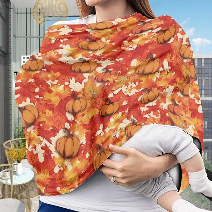 AFPANQZ Pumpkin Maples Stretchy Baby Car Seat Covers for Boys Girls Cool Mom Infant Car Canopy Spring Autumn Winter Snug Warm Breathable Windproof Open Peep Top Universal Fit