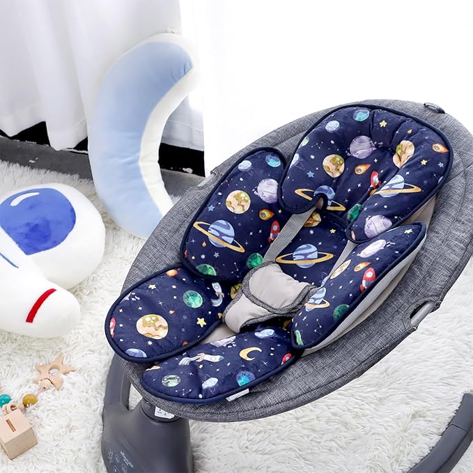 Pea Pod Pack of Infant Car Seat Insert and Car Seat Strap Covers Set, Outer Space