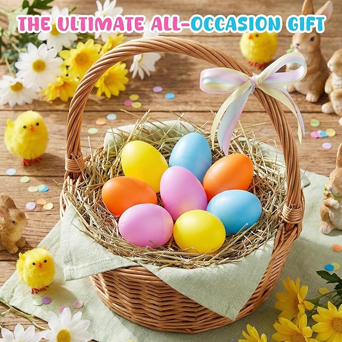 LovesTown 8PCS Plastic Egg Shakers, Musical Instruments for Kids Plastic Egg Toy Maracas for Toddlers Hand Percussion Musical Eggs Easter Basket Stuffers