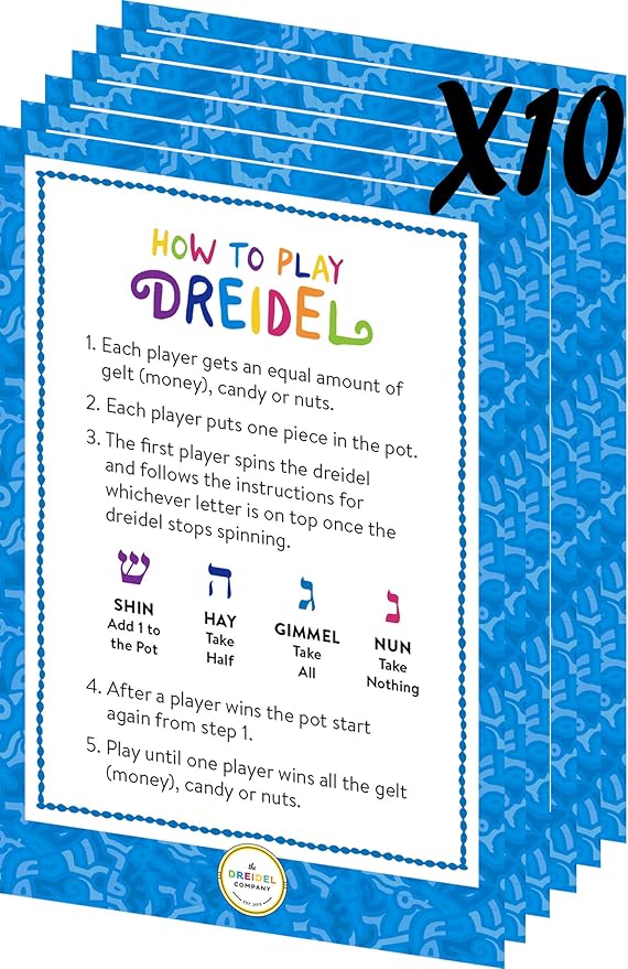 The Dreidel Company 100-Pack Hanukkah Plastic Silver & Blue Metallic Dreidels with English Translation, Spinning Tops Includes Dreidel Game Instruction Card