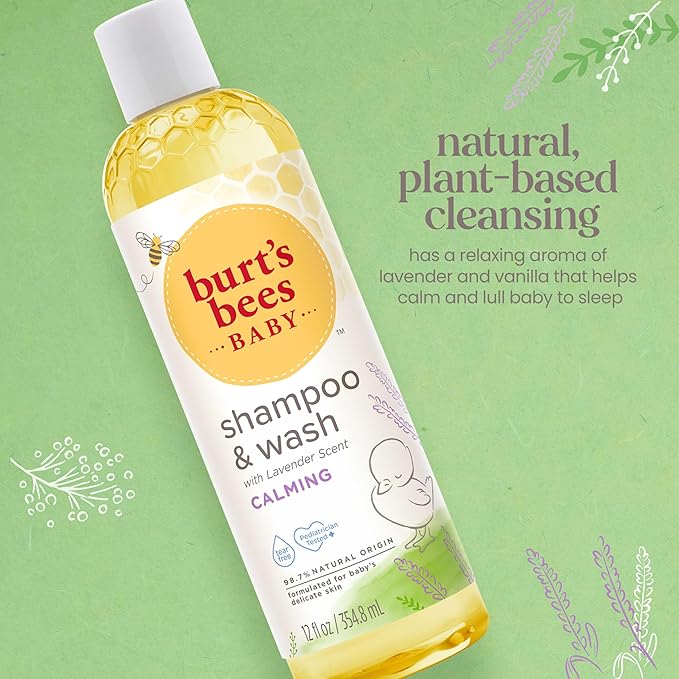 Burt's Bees Baby Calming Shampoo and Wash with Lavender, Tear-Free, 12 Fluid Ounces