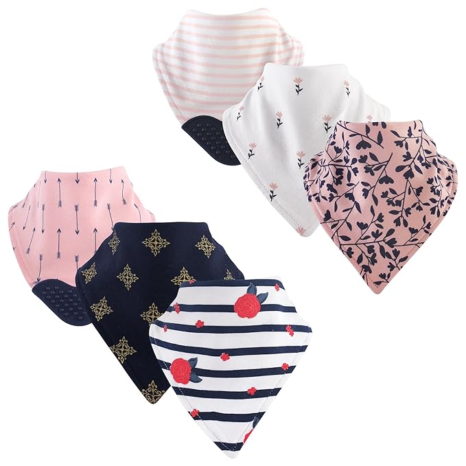 Yoga Sprout Unisex Baby Cotton Bandana Bibs, Fresh Floral 6Pack, One Size