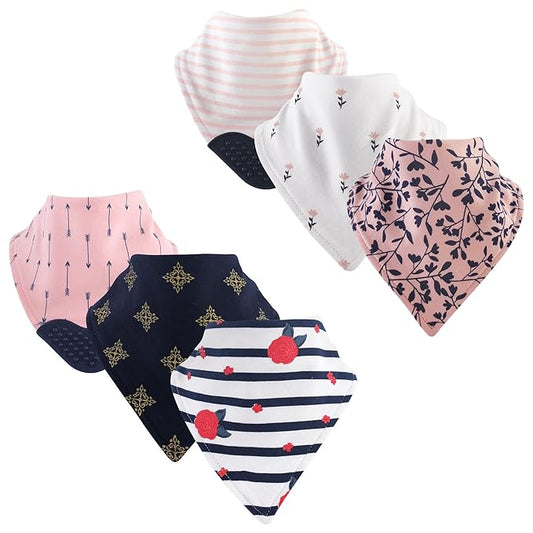 Yoga Sprout Unisex Baby Cotton Bandana Bibs, Fresh Floral 6Pack, One Size