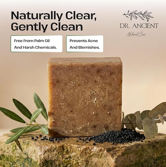 Dr. Ancient Black Seed Soap Bar – Organic, Natural, Vegan Handmade Soap with Black Seed Oil for Deep Cleansing and Hydration, Chemical-Free and Eco-Friendly, Suitable for All Skin Types