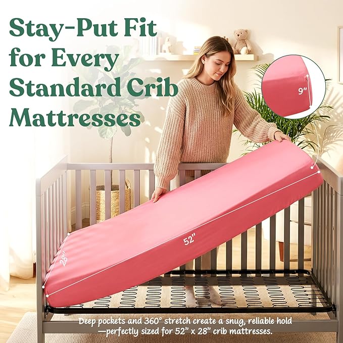 Comfort Crib Sheets for Boys: Soft Fitted Crib Sheet That Stays Put, Universal Fit for 28x52 Crib Mattresses, Hypoallergenic with a Calming Effect, 2-Pack (Navy & Grey)