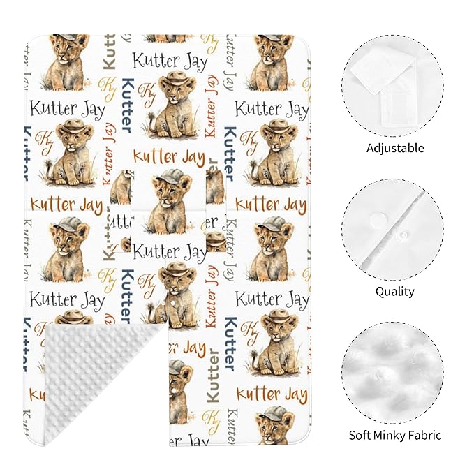 Personalized Winter Carseat Cover for Baby Custom Name Car Seat Canopy for Newborn Baby Boys Girls 2 in 1 Mom Nursing Breastfeeding Covers Lion Minky Baby Carrier Stroller Covers