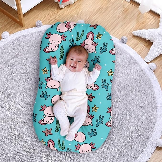 Axolotl Ocean Baby Infant Lounger Cover Girls Boys Newborn Snuggle Me Pillow Covers for 0-12 Months Comfy Covers Nest Soft Crib Mattress Sheets