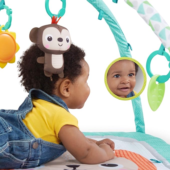 Bright Starts Safari Blast Activity Gym & Play Mat with Take-Along Toys, Ages Newborn +