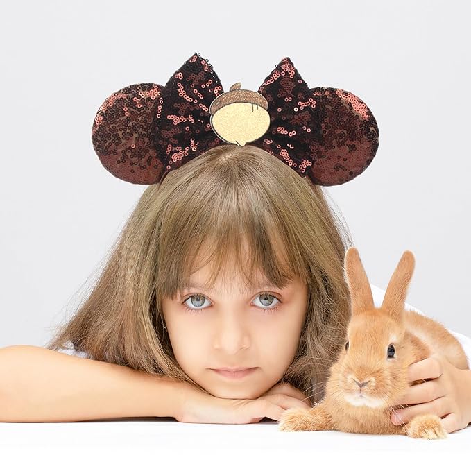 Bianbaistar Newborn Bows for Girls Toddler Hair Bows Brown Hazelnut Elastic Adjustable Headband Mouse Ears Scrunchies Essencial Accessories for Trip Headwear for Women (Brownbow)