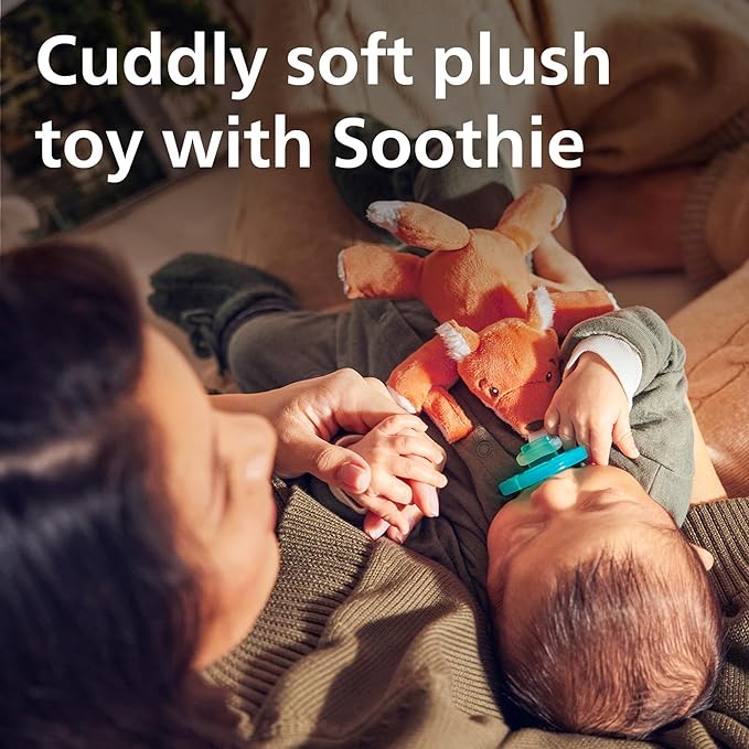 Philips Avent Soothie Snuggle Pacifier Holder with Detachable Pacifier, 0m+, Fox, SCF347/08