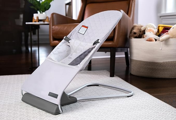Safe & Sustainably-Made Bouncer, Organic Cotton and Wool Cover, Made with 100% Recycled and Regenerative Materials, Buyback Guarantee with 20% Cashback Rebate, Newborn to Toddler