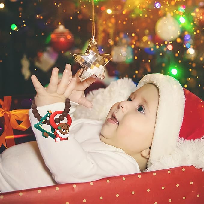 Christmas Baby Silicone Teether Christmas Tree and Bear Teething Ring Christmas Teething Toys Toddler Teething Chew Toys Christmas Gifts or Chritmas Stocking Filler