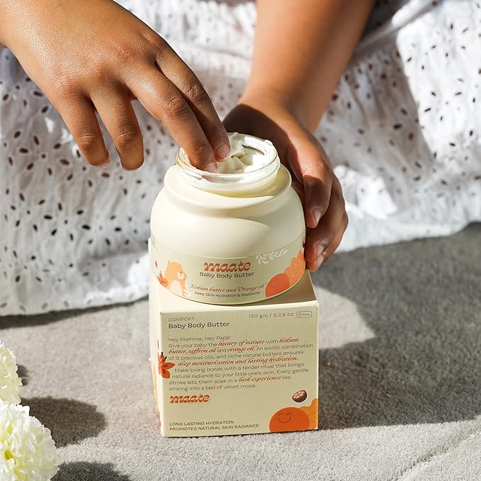 MAATE Baby Body Butter (50 gm) | Enriched with Pure Kokum Butter, Shea Butter, Orange & Saffron Oil | Baby Cream For Face, Skin & Body | Baby Body Butter For Kids 0-12 years | Baby Moisturizer Cream