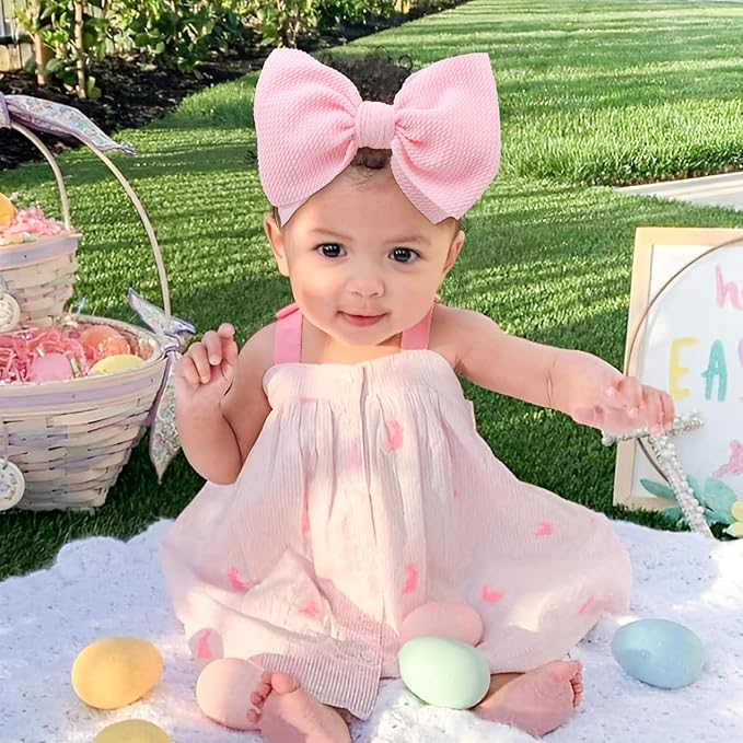YanJie Easter Headband bow Pink Egg Carrots Printed Nylon Hairbands Bunny Headband Easter Hairbands Hair Accessories Gifts for Toddler
