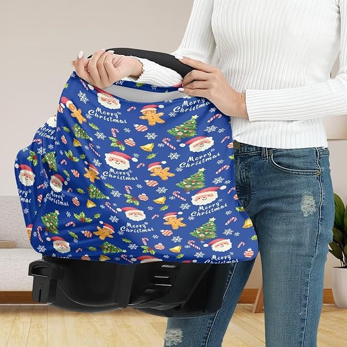 AFPANQZ Santa Print Baby Car Seat Canopy Nursing Cover Sunflower Breastfeeding Scarf Shopping Cart Covers Stroller Sunshade High Chair Cover Car Seat Covers Girls