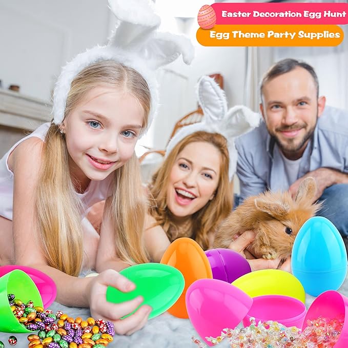 12 Pack 4 Inch/ 5 Inch/ 6 Inch Fillable Easter Eggs Colorful Large Jumbo Plastic Easter Eggs for Easter Basket Fillers Egg Hunt Party Supplies (6 Colors (5 Inch))
