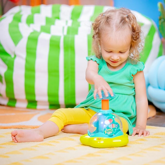 Bright Starts Press & Glow Spinner Cause and Effect Musical Baby Toy,Age 6 Months+,(Pack of 2)