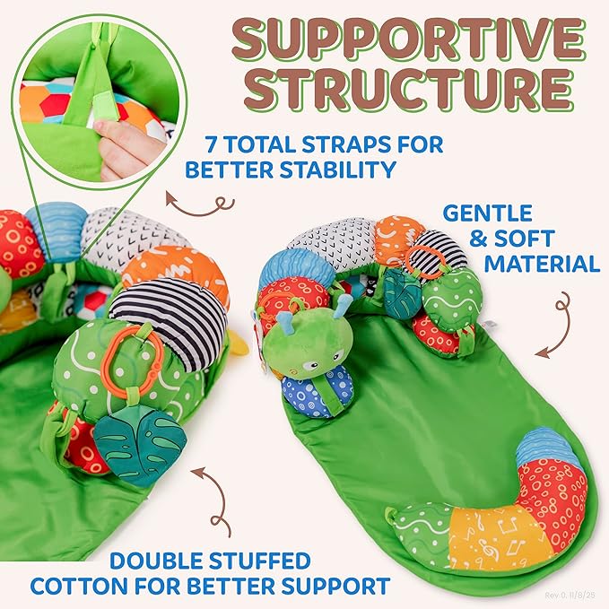 2-in-1 Tummy Time Mat & Baby Lounger Pillow - Seat Support for Baby Play Mat for Babies 0-6 Months, Infant Lounger Activity Center with Newborn Toys, Floor Pillows Sit Me Up, Infant Toys Floor Lounger