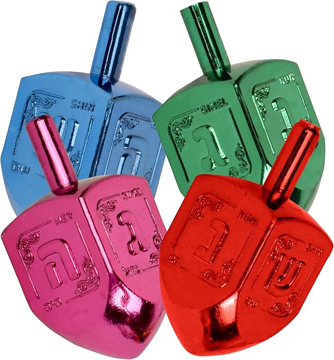 Izzy 'n' Dizzy Hanukkah Multicolor Metallic Dreidel (Pack of 10) - Medium