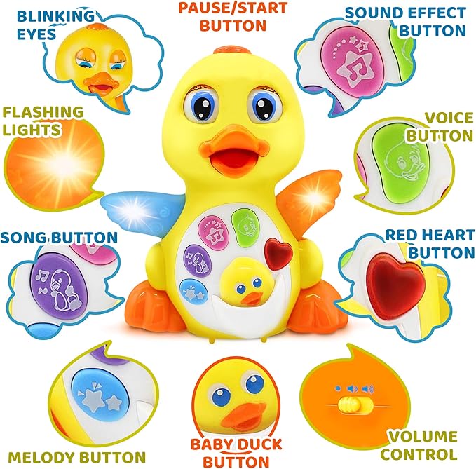Stone and Clark Easter Dancing Duck w/Lights and Music – Toddler Learning & Crawling Baby Toys – Baby Musical and Light up Toys for 1 Year Old Boy & Girl