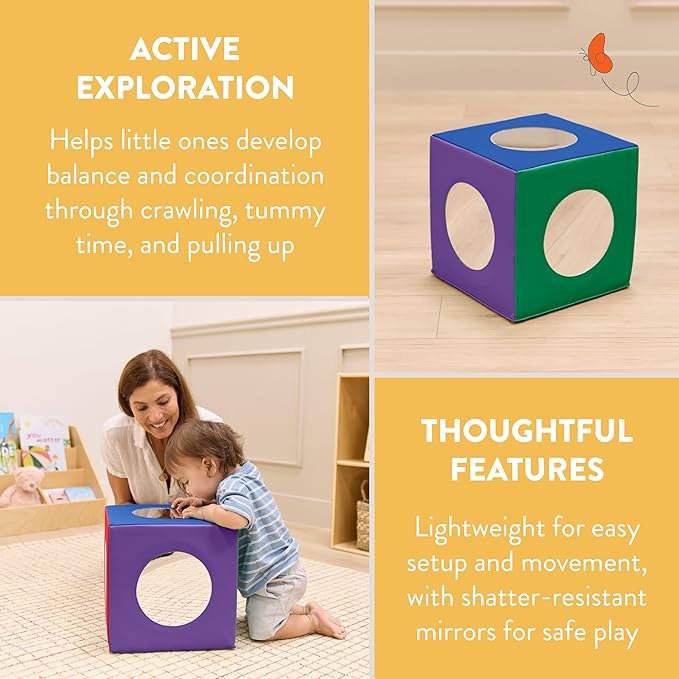 Peek 'n' See Sensory Activity Mirror Cube, Baby Essentials, Assorted