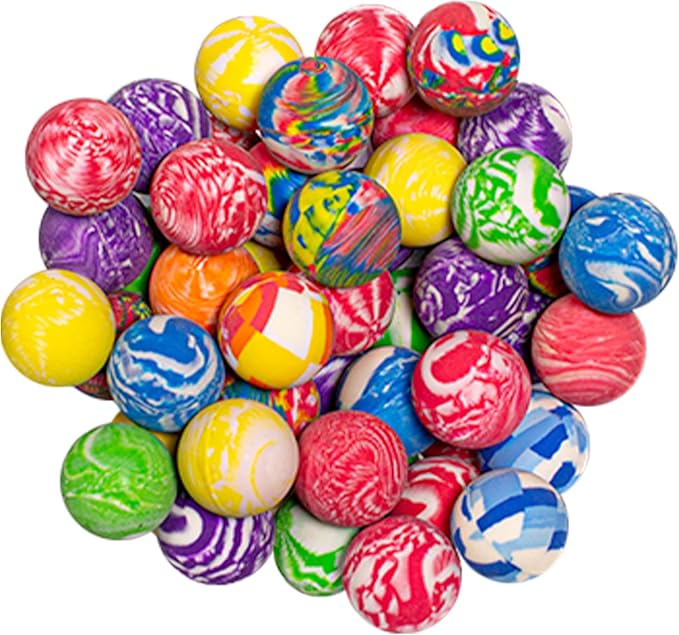Fun Central 50-Pack 1.5” Hi-Bounce Balls – Assorted Colorful Designs