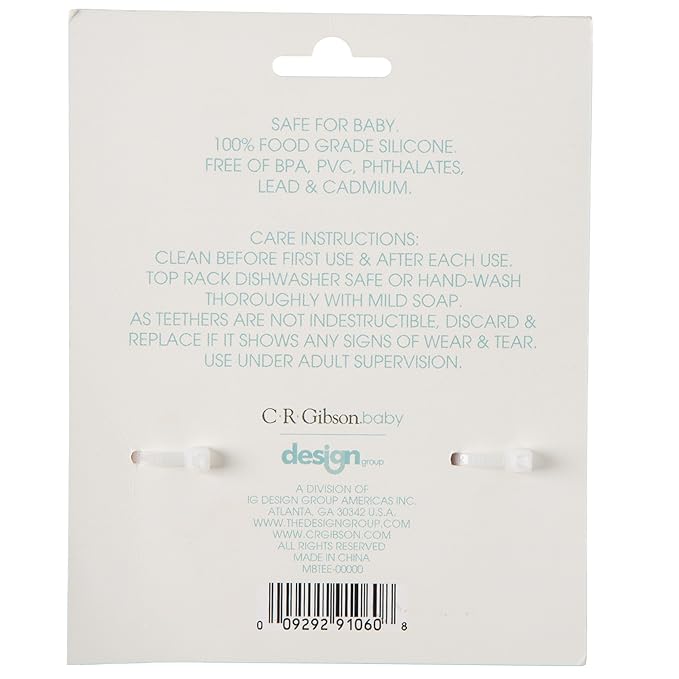 C.R. Gibson 100% Food Grade Silicone Fox Baby Teether for Infants, 2.75" x 4.25", Multicolor