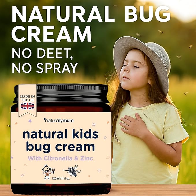 NaturallyMum – Bug Cream for Kids & Babies [NATURAL & SAFE] – Skin Soothing Cream with Zinc - For Outdoors – Made in UK